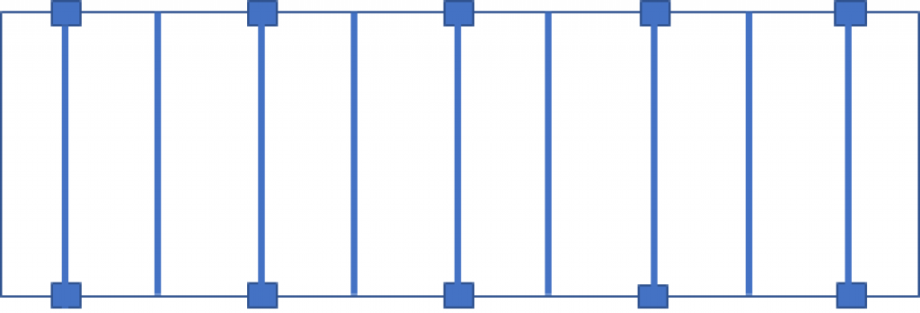 Top view of ground mounted solar panel structure design.