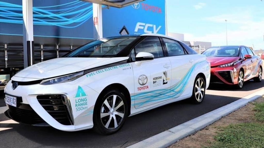 A Toyota hydrogen fuel cell vehicle.