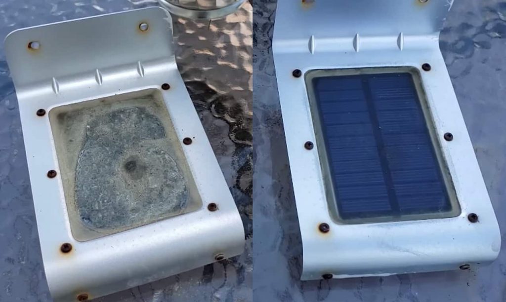 Fixing A Solar Light By Cleaning A Dirty Solar Panel