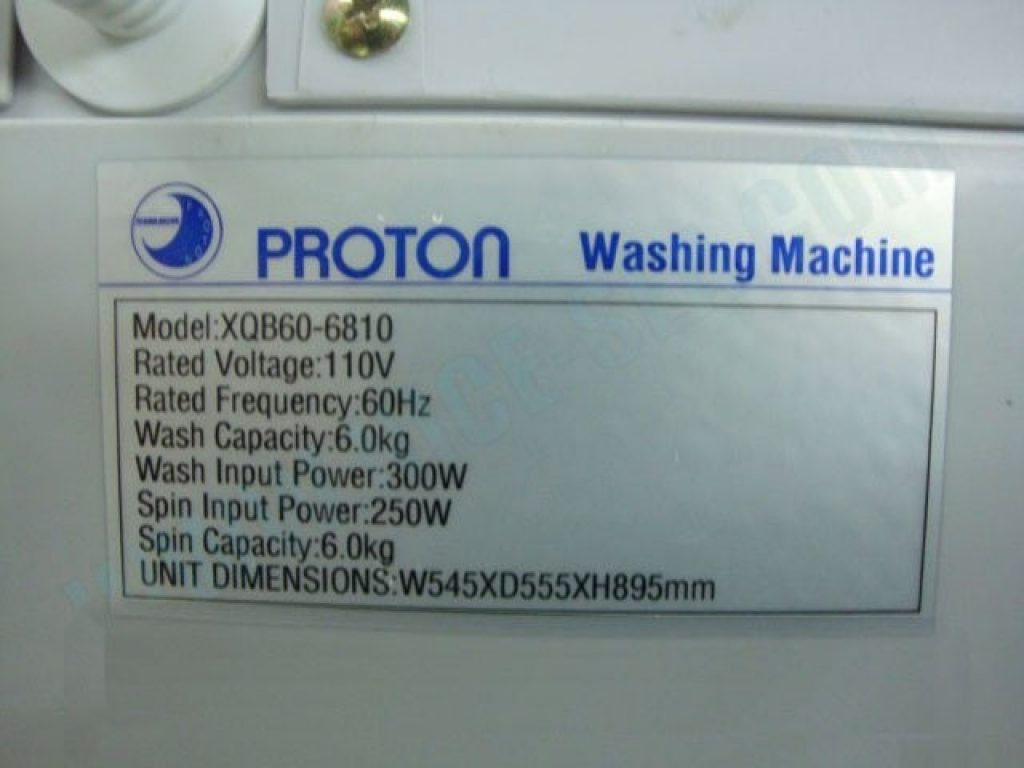 Appliance information for a washing machine. This info helps you determine whether you can run your appliance with a 500-watt solar panel.