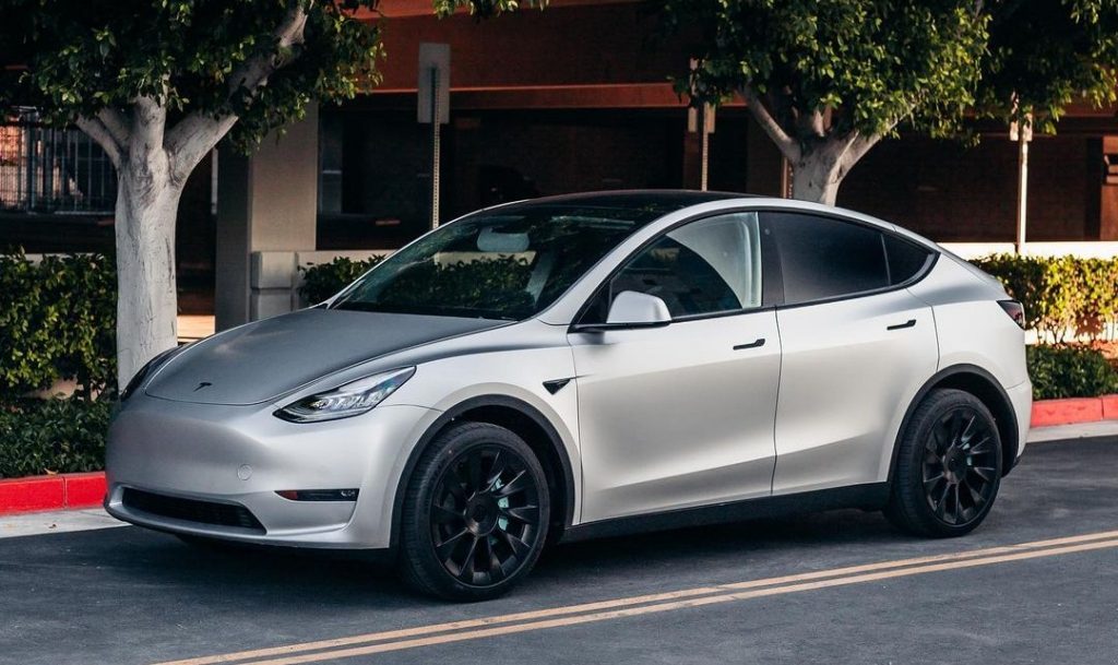 Silver Tesla Model Y