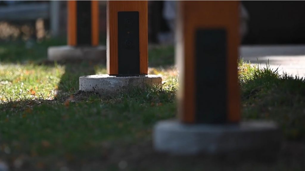 Columns belonging to a solar pergola