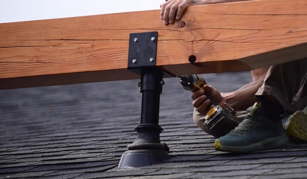 Roof riser as part of a solar pergola build.