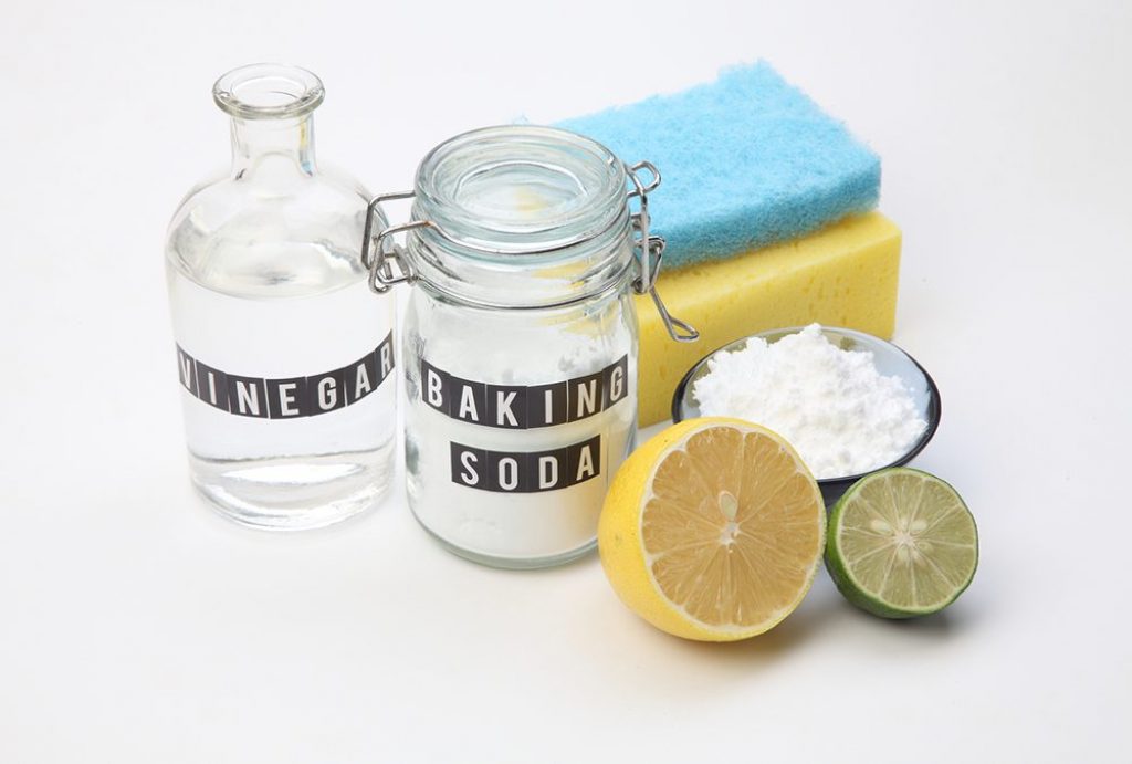 Ingredients commonly used for DIY cleaning products.
