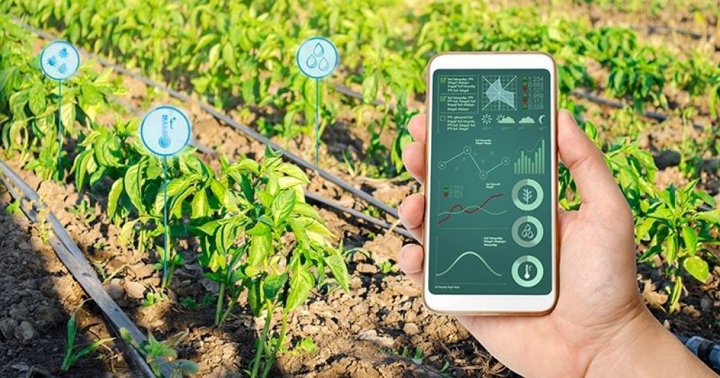 A phone app that forms part of a smart irrigation system. These apps can help you measure things such as water usage and temperature.