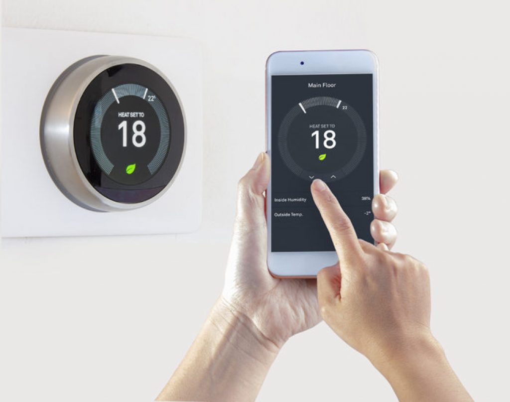 Smart thermostats can be connected to and controlled by smartphones via their respective smart applications.