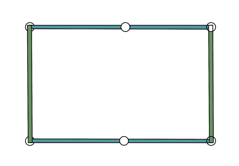 The green beams are 12ft in length, whilst the blue beams are 9.6ft each - beams for a DIY solar carport.