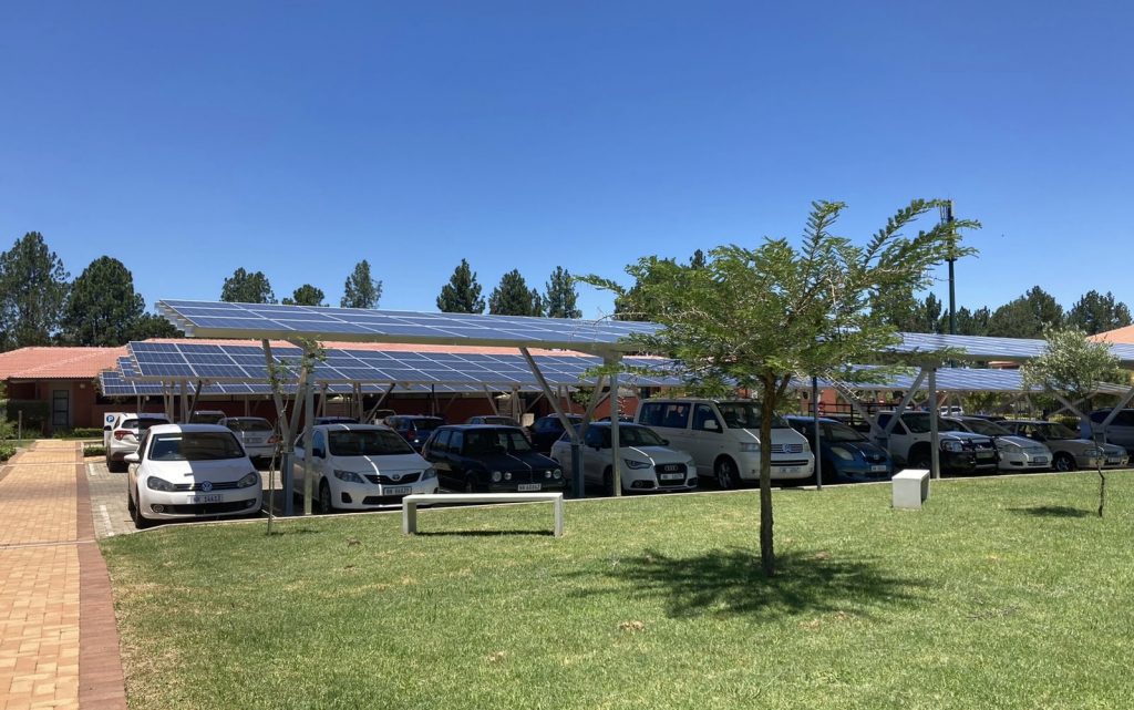 Commercial solar carports at a local hospital.