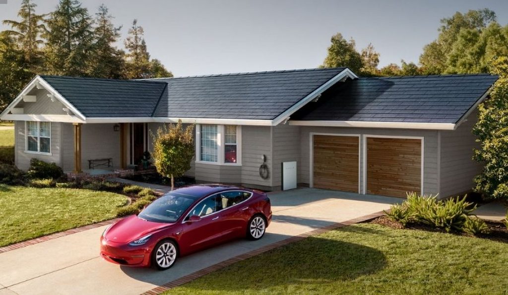 Tesla Solar Roof on a sunny day