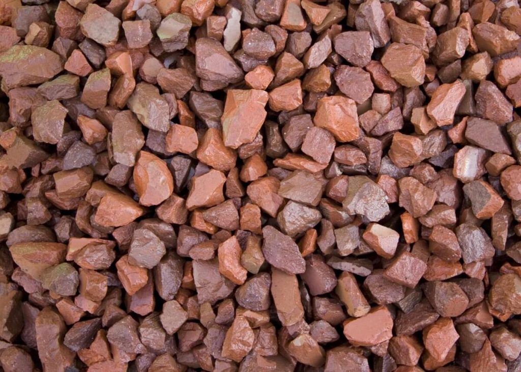 Gravel-like brick chips — recycled bricks.