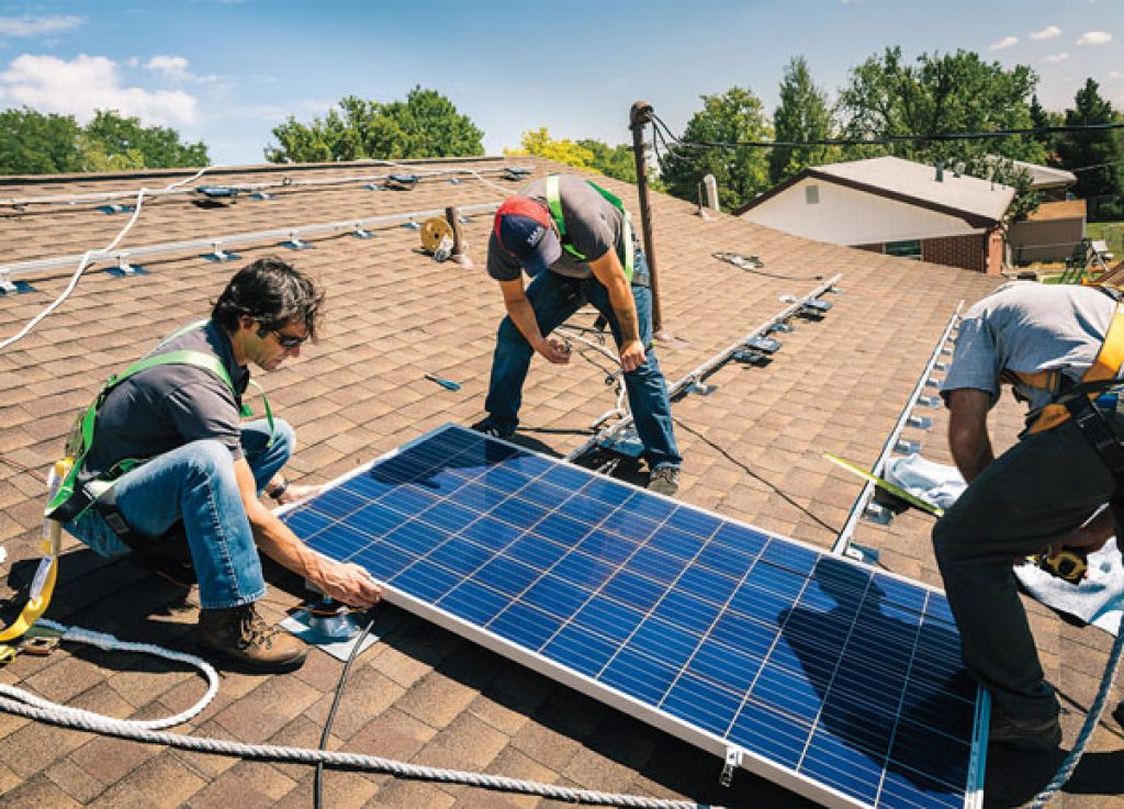 Solar panel installation taking place — solar panel installation cost.