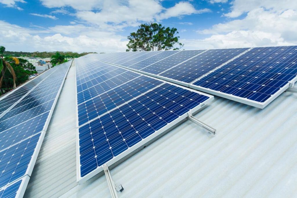Roof mounted solar panels — solar panel racking.