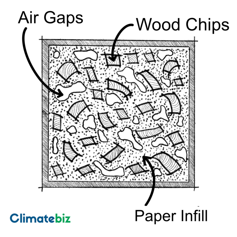 The composition of a block of cellulose insulation — green fiber insulation.