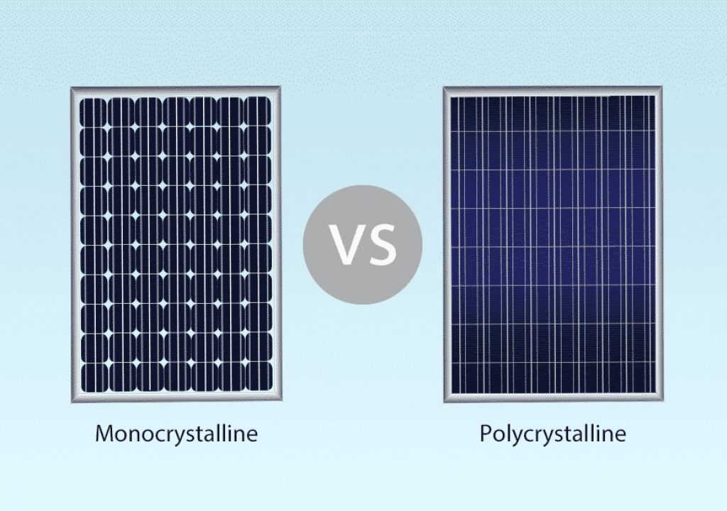 Photo comparing mono and poly silicon panels