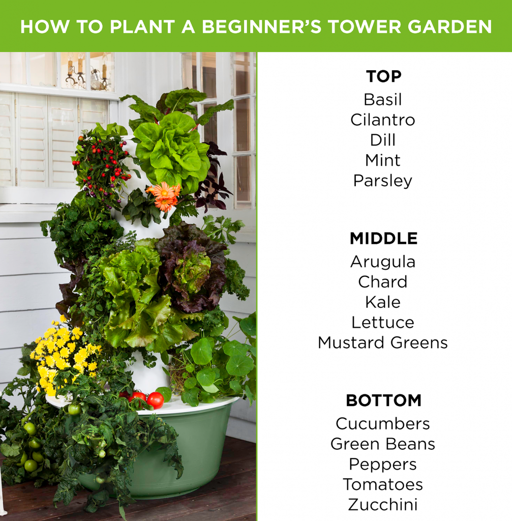 What you can place together in a tower garden. 
