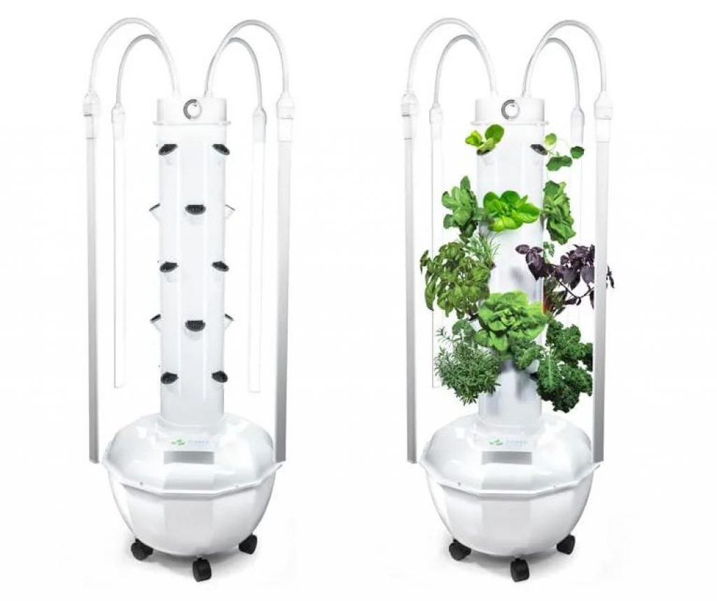 Tower gardening with indoor lights 