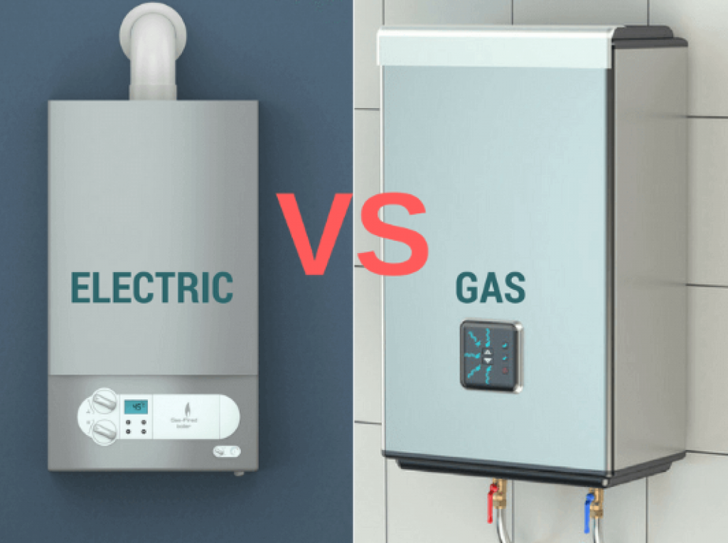 Calentador de agua instantáneo a gas vs. eléctrico.
