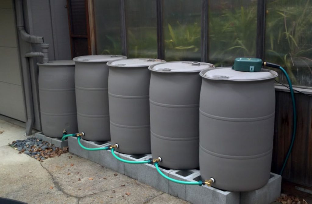 Connecting rain barrels can increase your storage space for watering your garden.