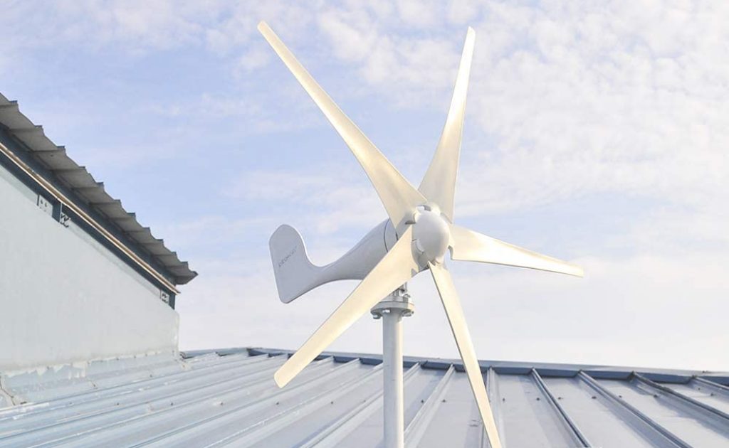 Roof-mounted turbines.