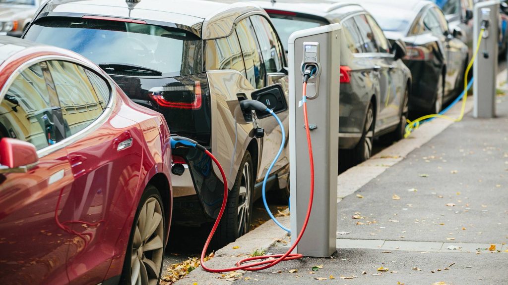 On-street electric car charges. 