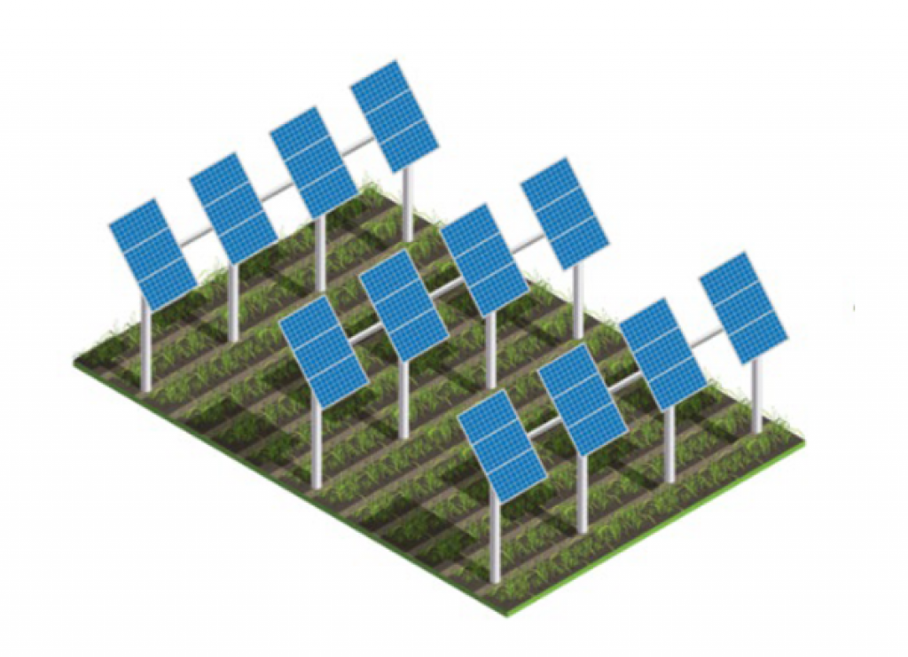 Reinforced regular mount agrivoltaic system.