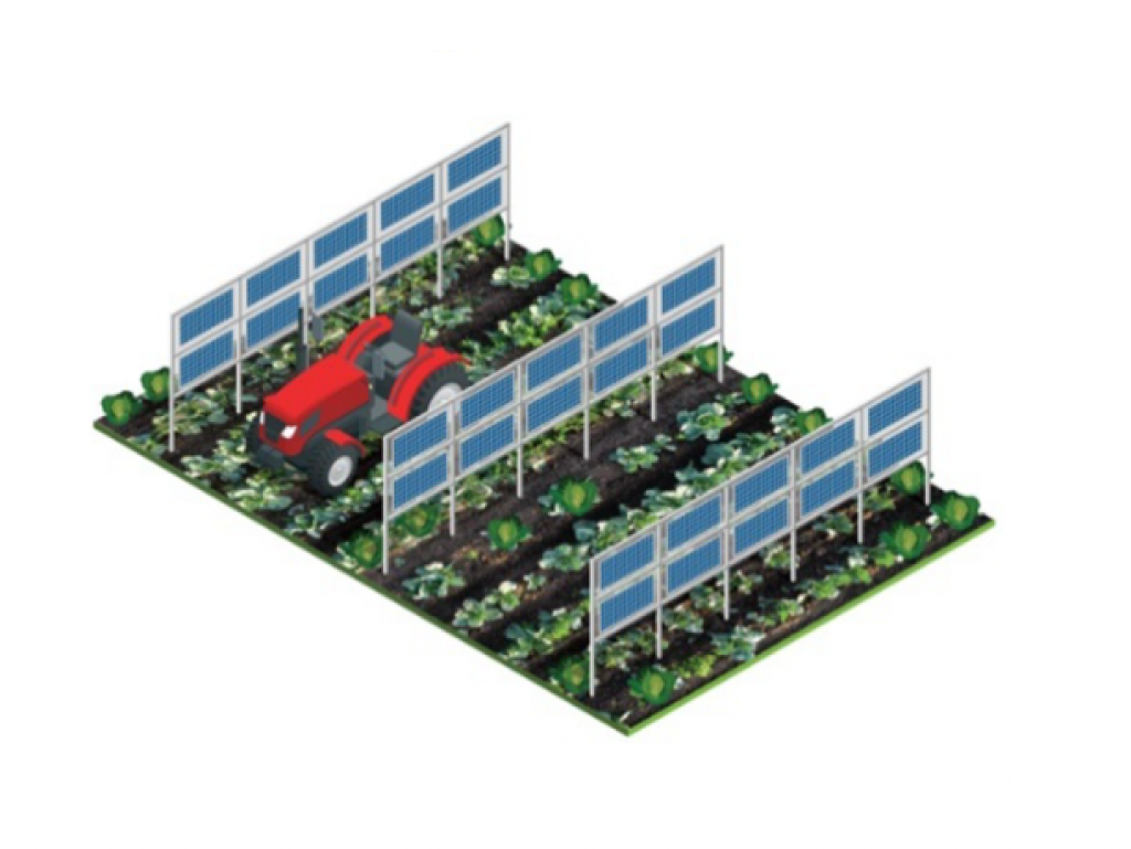 Vertical mount agrivoltaic design.