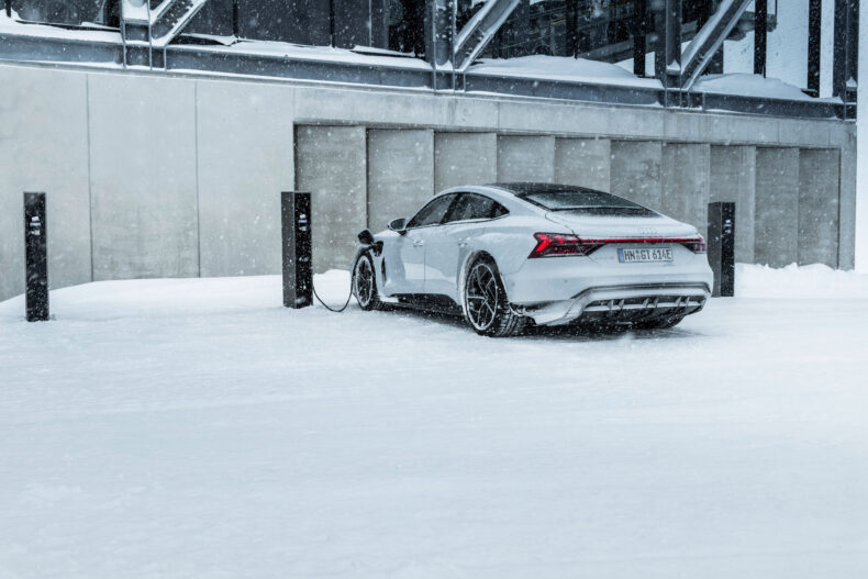 EV charging in the snow.