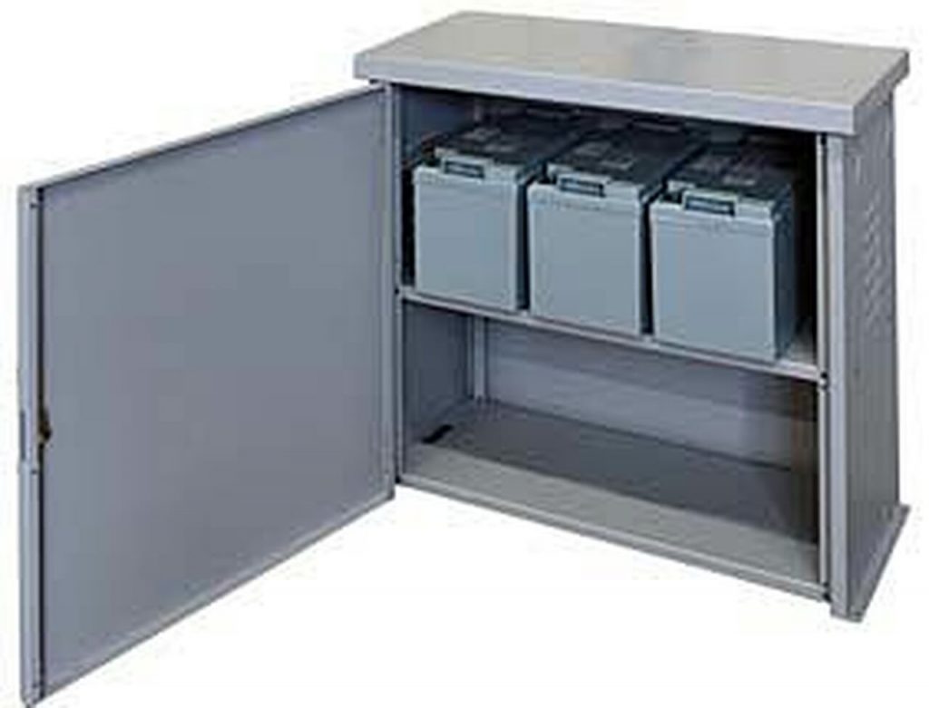 Using a battery enclosure or cabinet is a good way to store solar batteries