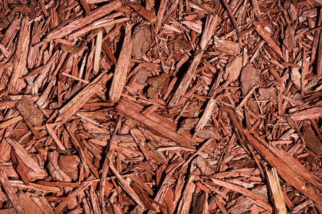 Eastern red cedar tree mulch used in landscaping. 