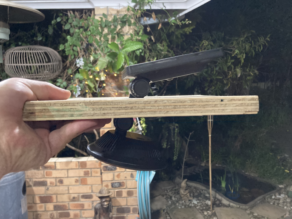 DIY solar light and panel fitting into plank.