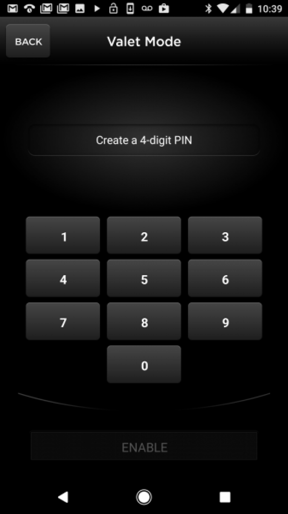 Creating your 4-digit Valet Mode pin on the Tesla app.