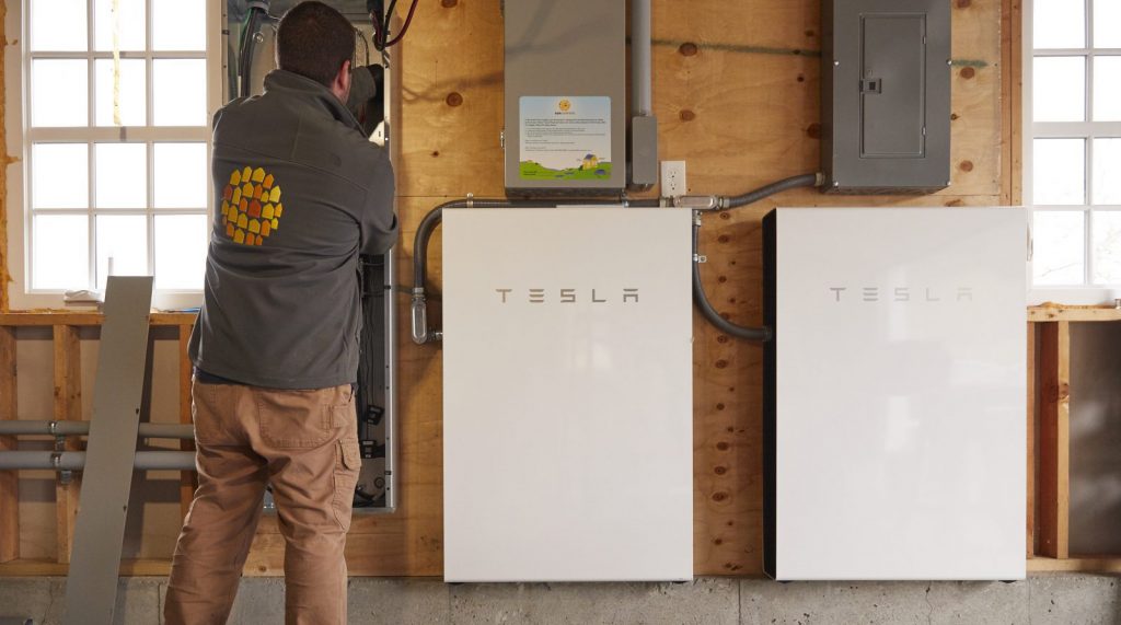 Example of a Tesla Powerwall installed inside of a building. 