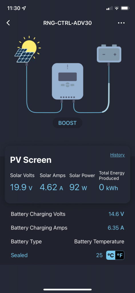 BougeRV 200W 9BB results for lead acid batteries in parallel.