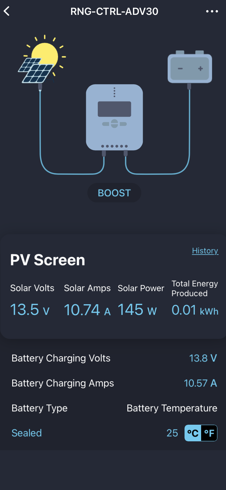 Sample Screencap of the Solar Charge Controller