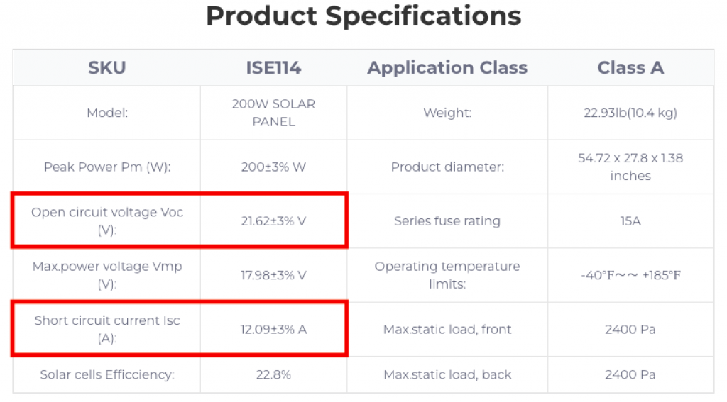 BougeRV 200W 9BB product specifications