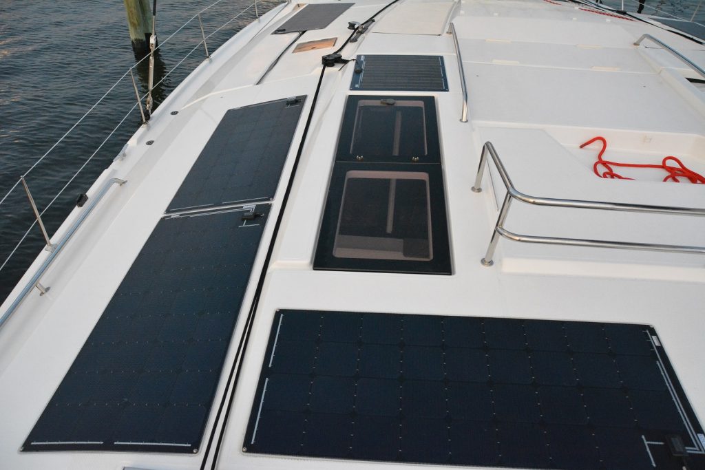 Solar panels mounted on a boat