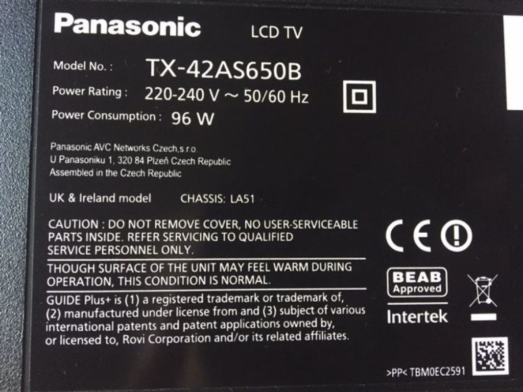 Label containing the power consumption information of an appliance.