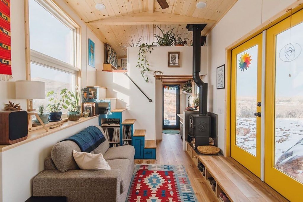 The interior of a tiny home.