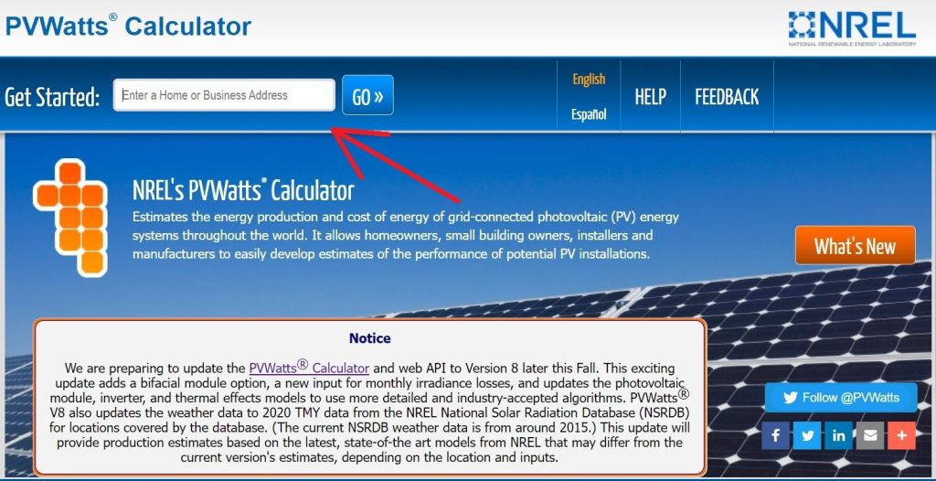 The online calculator PV Watts shows you how much energy a solar panel produces
