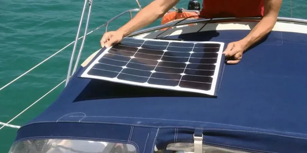 flexible solar panel on a bimini top