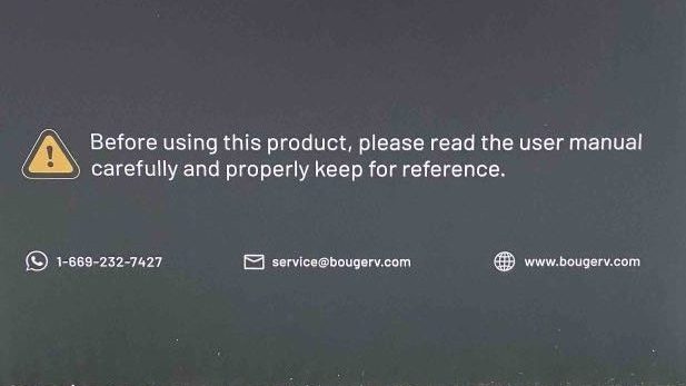 BougeRV 1100Wh Portable Power Station — warning on box.