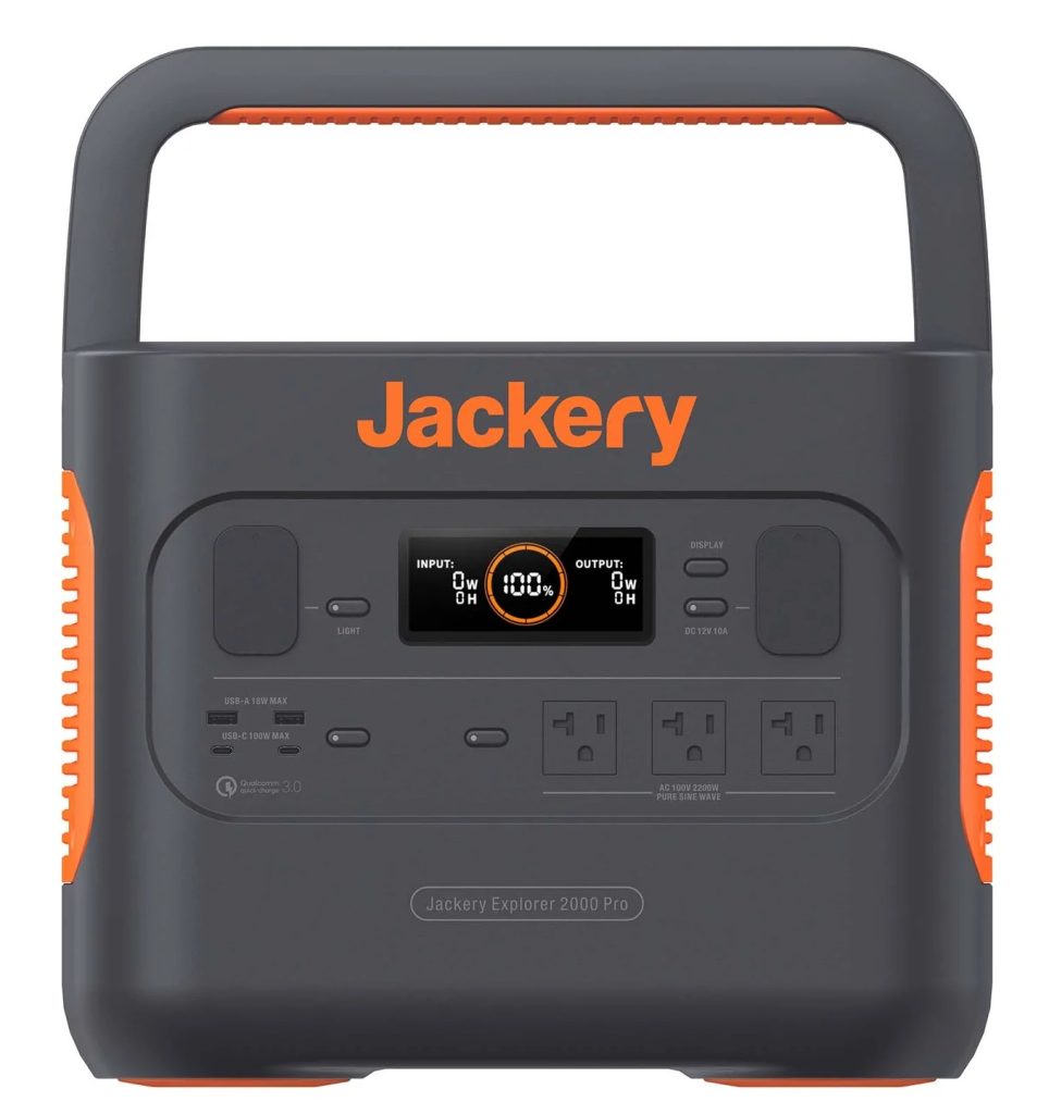 Jackery Explorer 2000 Pro Portable Power Station — solar generators for power outages.