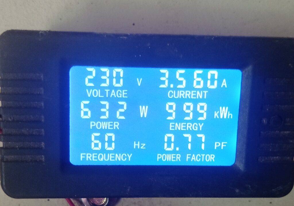 Monitoring the electrical parameters in an off-grid system — 1000-watt inverter for refrigerator.