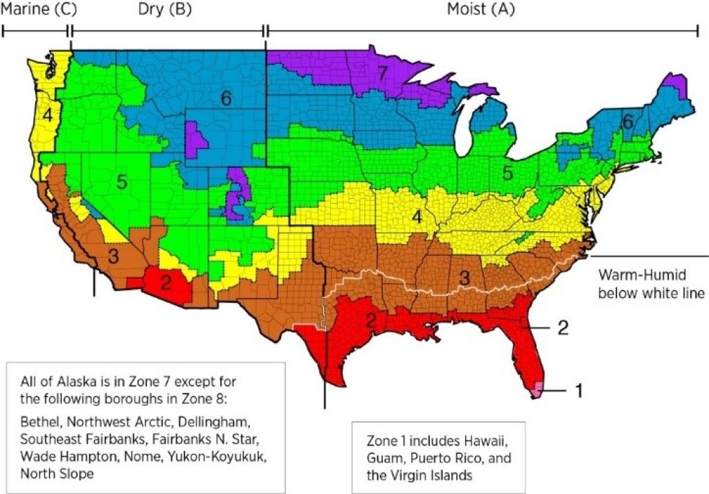Regioni della zona climatica negli Stati Uniti. 